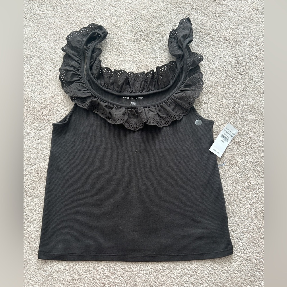 American Eagle cotton eyelet flutter Tank Size Large NWT